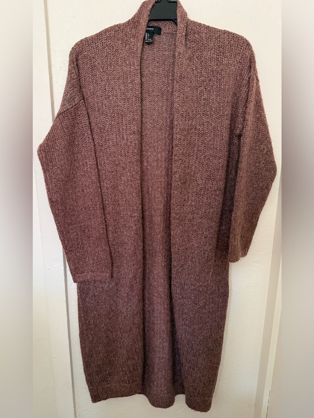 Forever 21 Cardigan Sweater Midi Long Length Rust Brown Size Large Women’s